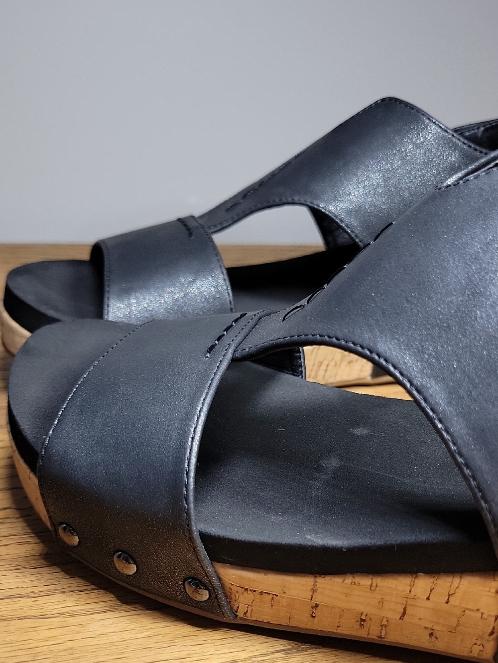 Boutique by Corky's Black Refreshing Studded Wedge Women's Sandals Size 10 - Picture 3 of 13